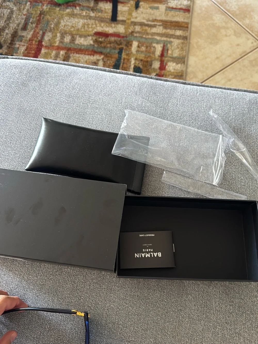 Balmain Blue Transparent Square Sunglasses with Gold Accents